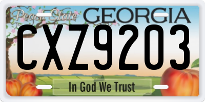 GA license plate CXZ9203