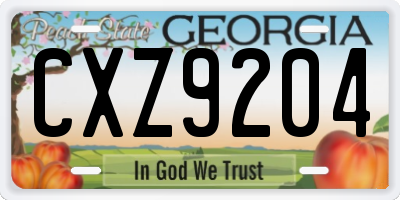 GA license plate CXZ9204