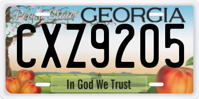 GA license plate CXZ9205