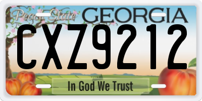 GA license plate CXZ9212
