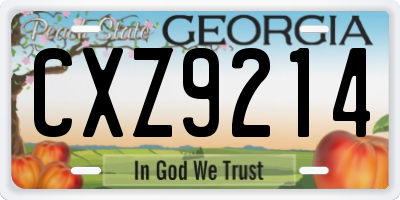 GA license plate CXZ9214
