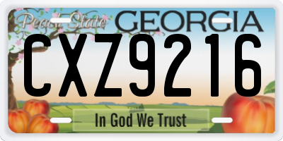 GA license plate CXZ9216