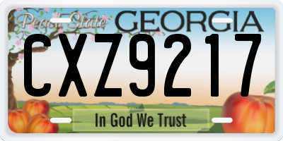GA license plate CXZ9217