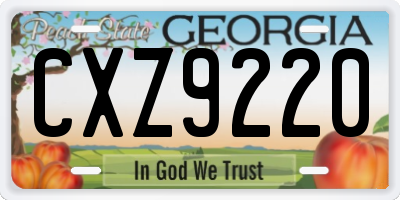 GA license plate CXZ9220