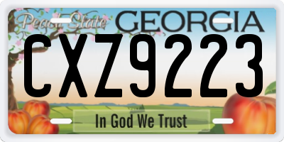 GA license plate CXZ9223