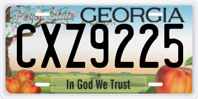 GA license plate CXZ9225