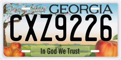 GA license plate CXZ9226