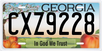 GA license plate CXZ9228