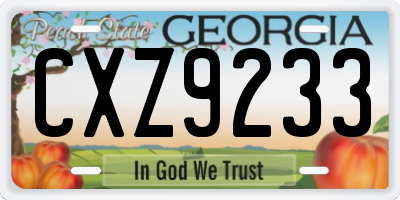 GA license plate CXZ9233