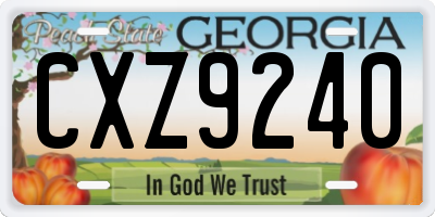 GA license plate CXZ9240