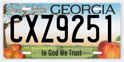 GA license plate CXZ9251