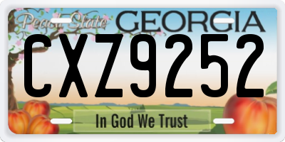 GA license plate CXZ9252
