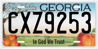 GA license plate CXZ9253
