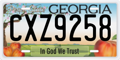 GA license plate CXZ9258