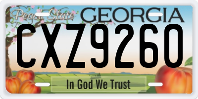 GA license plate CXZ9260