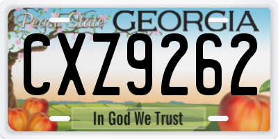 GA license plate CXZ9262