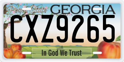 GA license plate CXZ9265