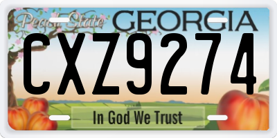 GA license plate CXZ9274