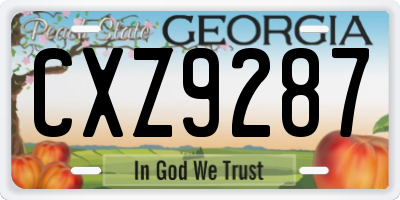 GA license plate CXZ9287