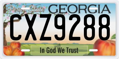 GA license plate CXZ9288