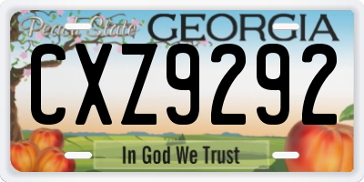 GA license plate CXZ9292