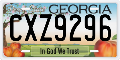 GA license plate CXZ9296