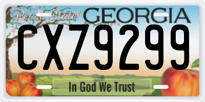 GA license plate CXZ9299