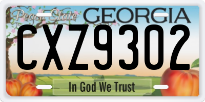 GA license plate CXZ9302