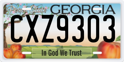 GA license plate CXZ9303