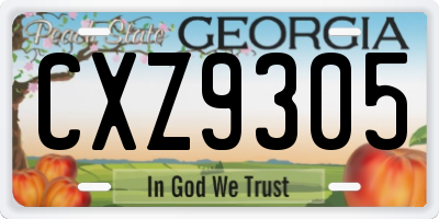 GA license plate CXZ9305