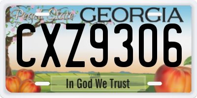 GA license plate CXZ9306
