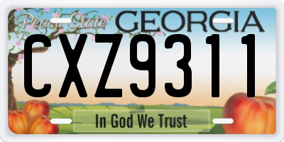 GA license plate CXZ9311