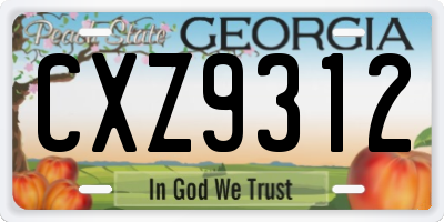 GA license plate CXZ9312