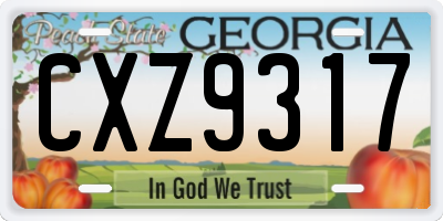 GA license plate CXZ9317
