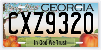 GA license plate CXZ9320