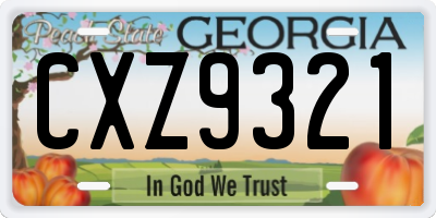 GA license plate CXZ9321