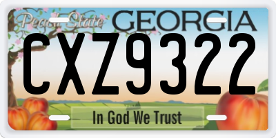 GA license plate CXZ9322
