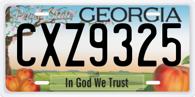GA license plate CXZ9325
