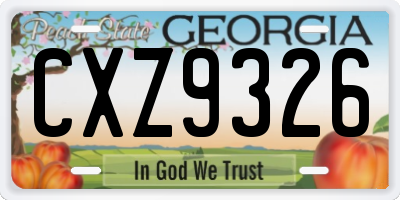 GA license plate CXZ9326