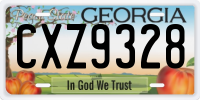 GA license plate CXZ9328