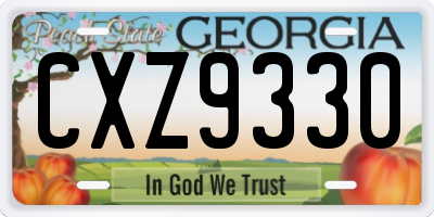 GA license plate CXZ9330