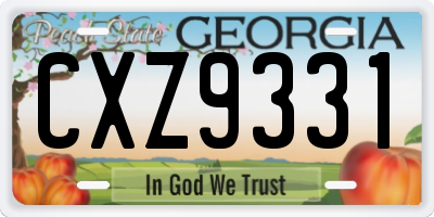 GA license plate CXZ9331