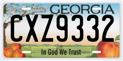 GA license plate CXZ9332