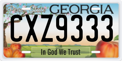 GA license plate CXZ9333