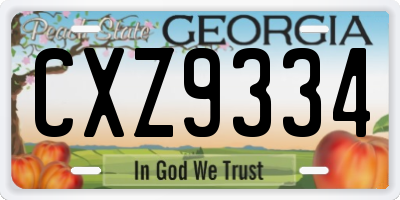 GA license plate CXZ9334