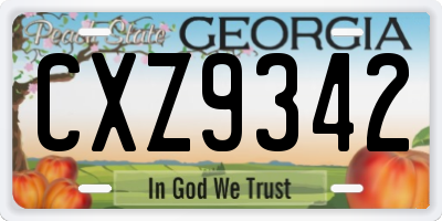 GA license plate CXZ9342