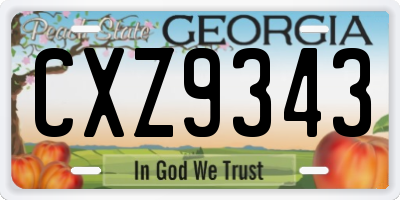 GA license plate CXZ9343
