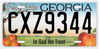 GA license plate CXZ9344