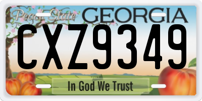 GA license plate CXZ9349