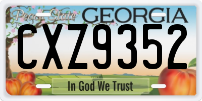 GA license plate CXZ9352
